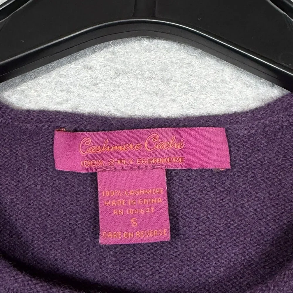 Cashmere Cache Women’s SZ S Purple 100% Cashmere Casual Soft Knit Pull Over